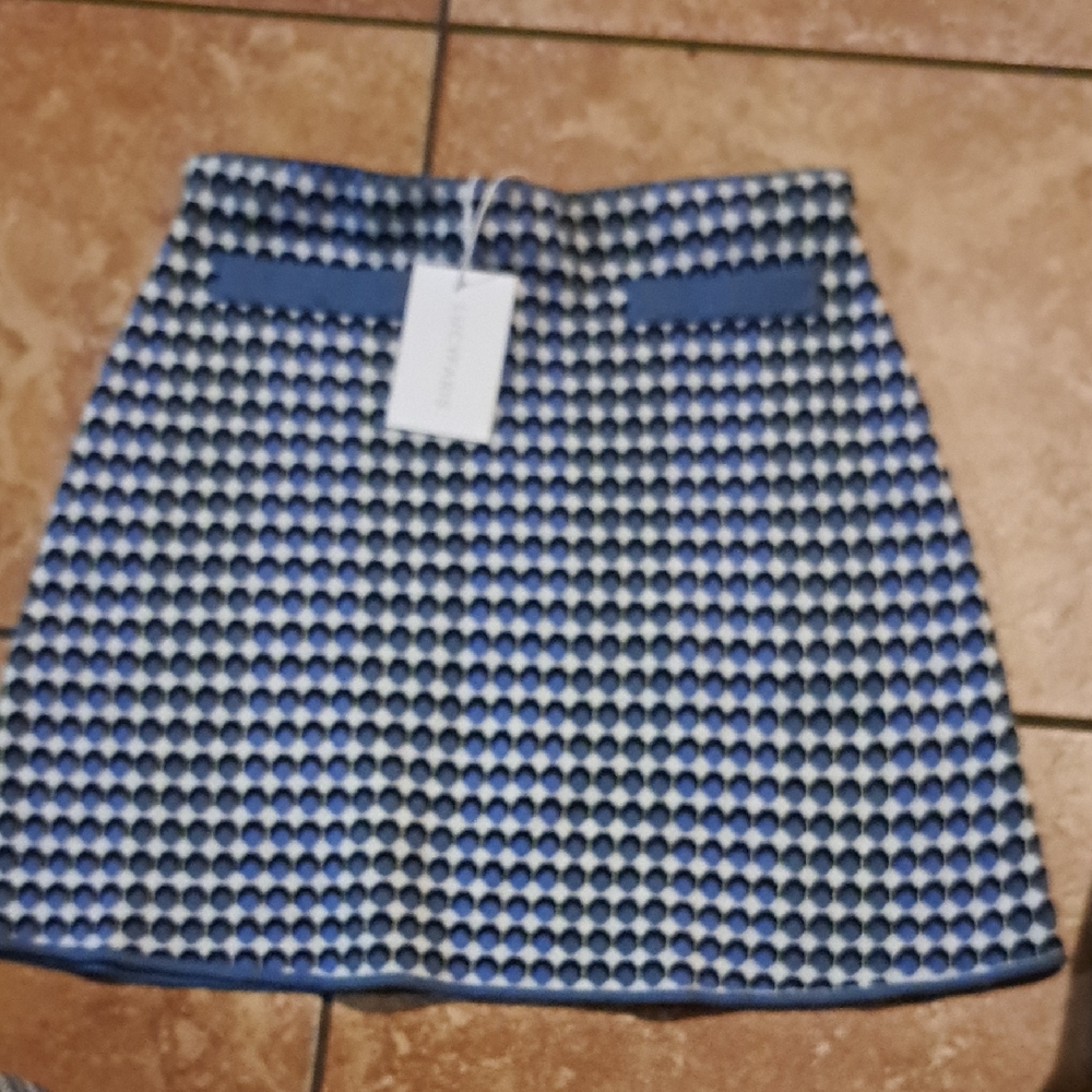 Lucy Paris Navy and White Patterned Mini Skirt
